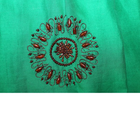 BCBG Max Azria Skirt - Green with Flower Design - Waist 30 - Length 18.5 - Picture 3 of 14